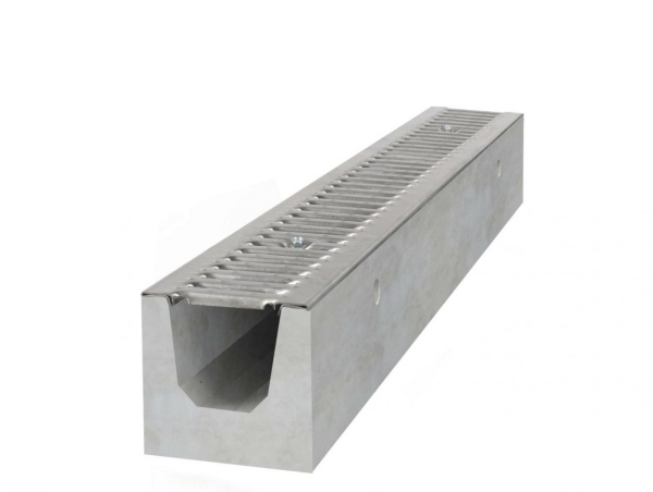 Betonový žlab A15 s pozinkovanou mříží H160 1000x130x160 mm