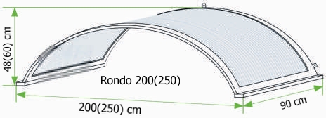 Vchodová stříška Rondo velká 200 2 x 0,9x 0,48 m bílá